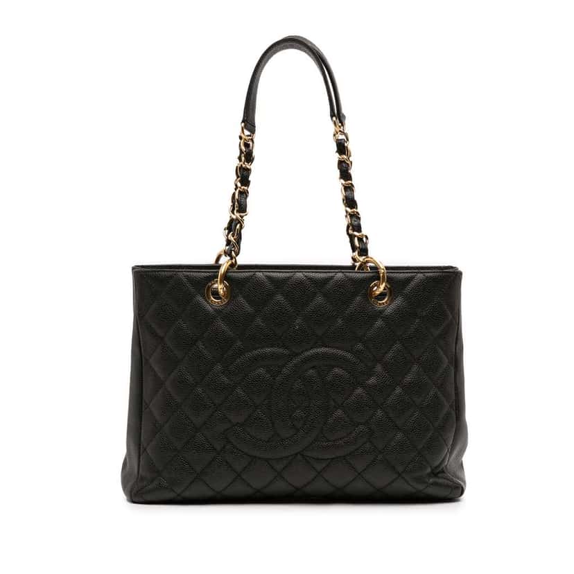 Chanel Caviar Grand Shopping Tote Black Leather Very good condition - Front View