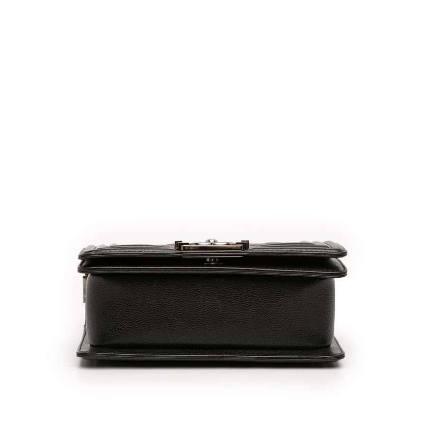 Chanel Small Quilted Caviar Boy Flap Black Leather Very good condition - Inside View
