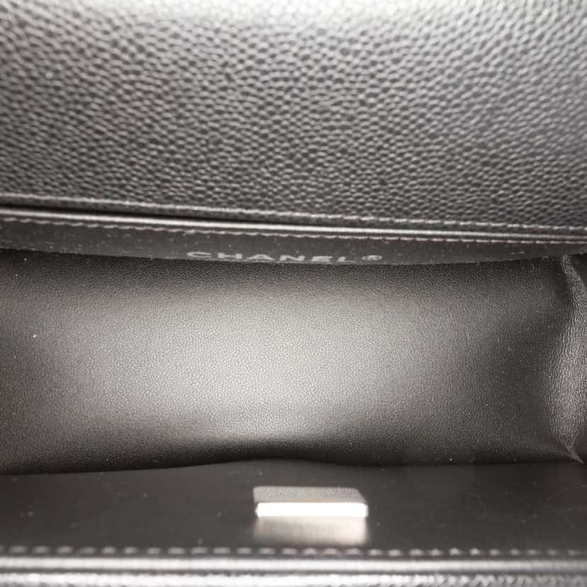 Chanel Small Quilted Caviar Boy Flap Black Leather Very good condition - Model View