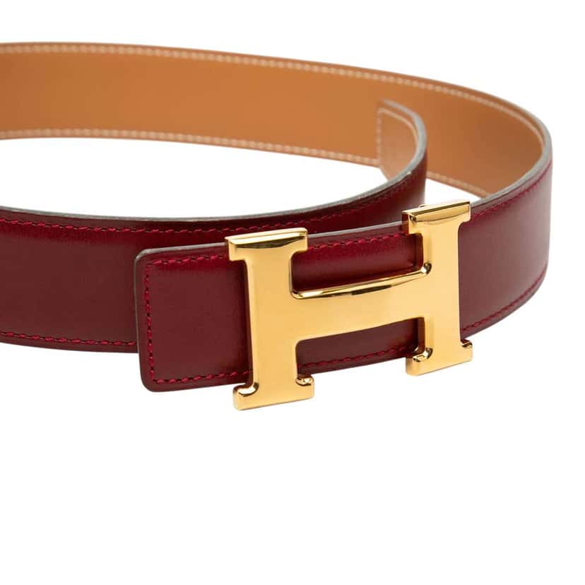 Hermès Box Calf Constance Belt Red Leather Very good condition - Model View