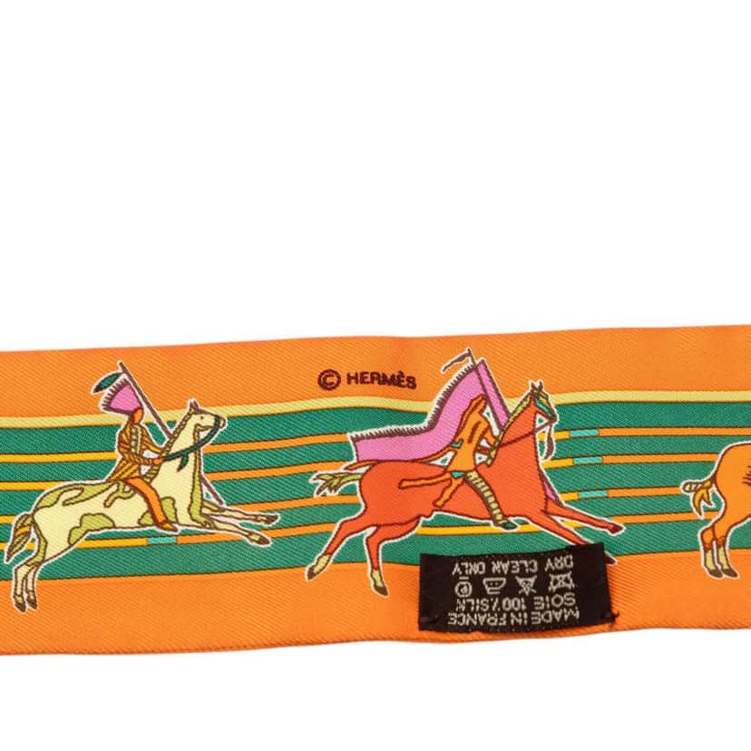 Hermès Pani La Shar Pawnee Twilly Silk Scarf Orange Silk Very good condition - Inside View