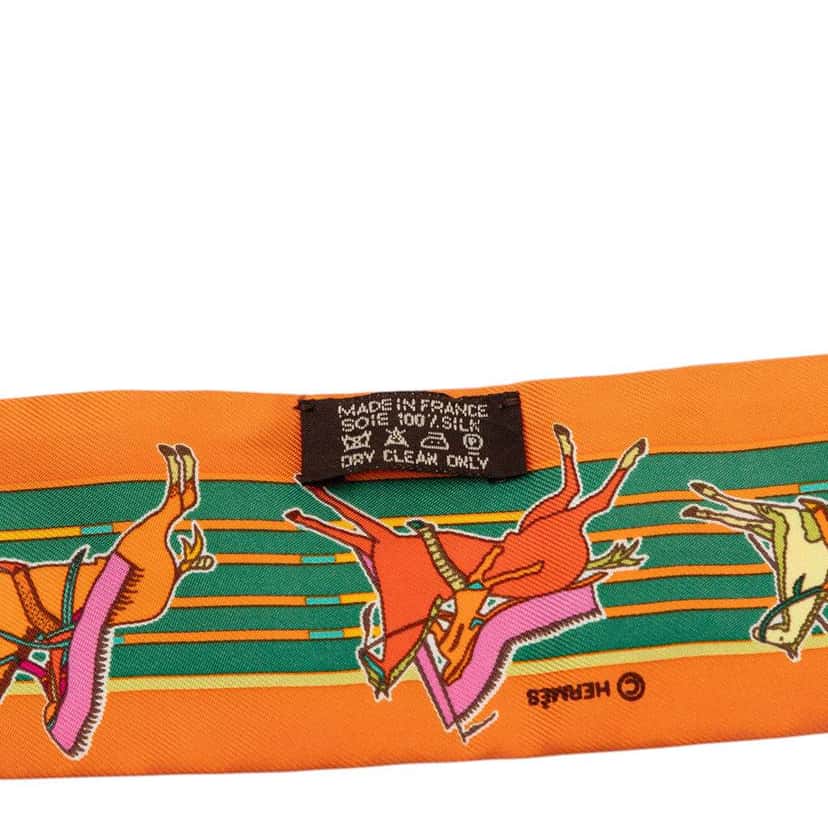 Hermès Pani La Shar Pawnee Twilly Silk Scarf Orange Silk Very good condition - Model View