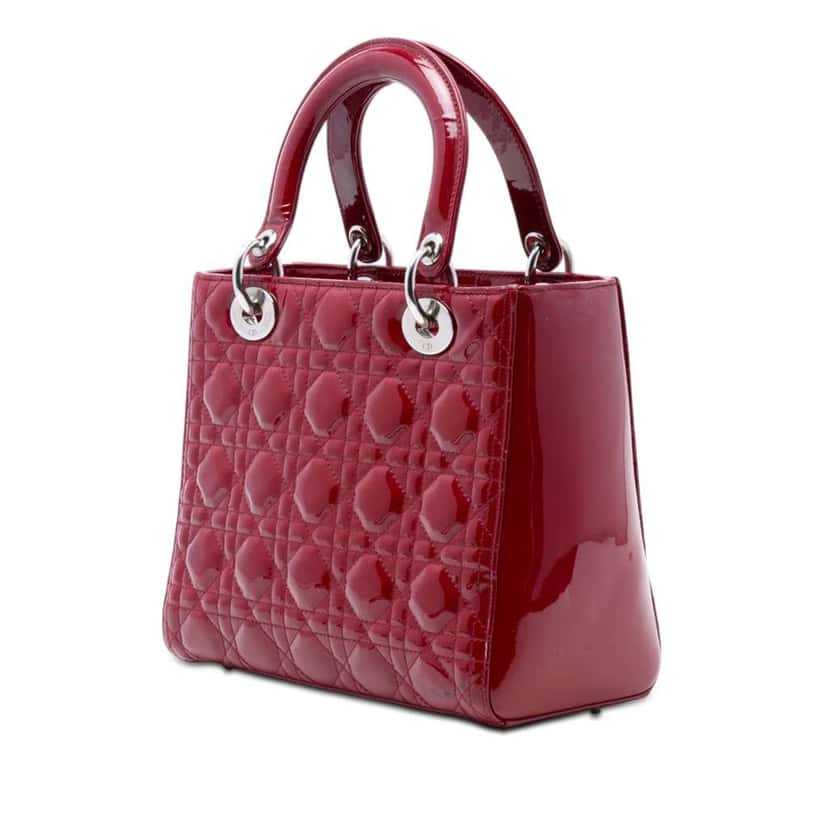 Dior Medium Patent Cannage Lady Dior Red Leather Very good condition - Back View