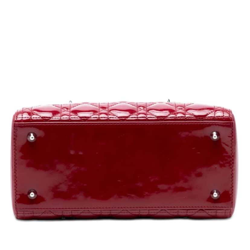Dior Medium Patent Cannage Lady Dior Red Leather Very good condition - Inside View