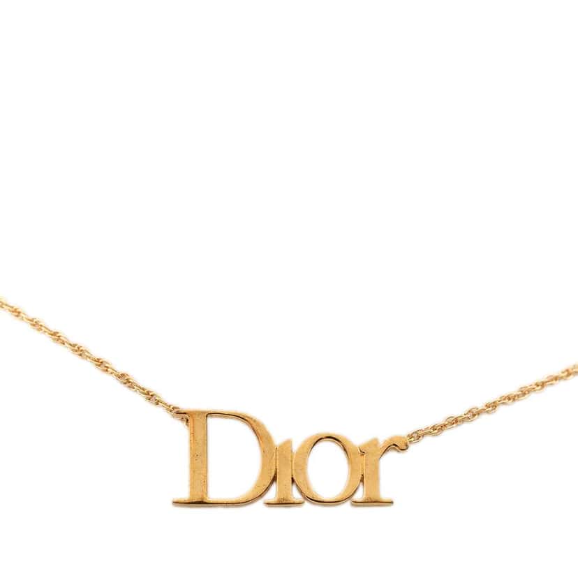 Dior Gold Plated CD Logo Pendant Necklace Gold Metal Very good condition - Front View