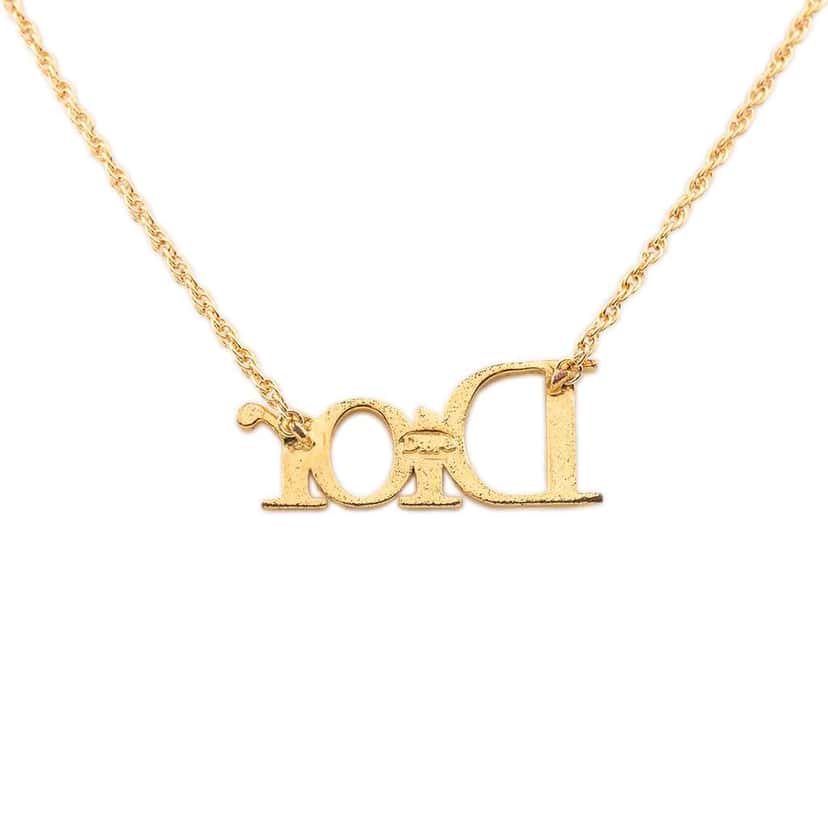 Dior Gold Plated CD Logo Pendant Necklace Gold Metal Very good condition - Back View