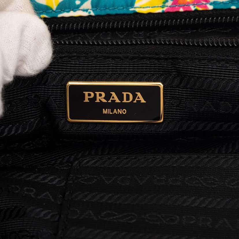 Prada Tessuto Stampato Satchel Blue Very good condition - Box View