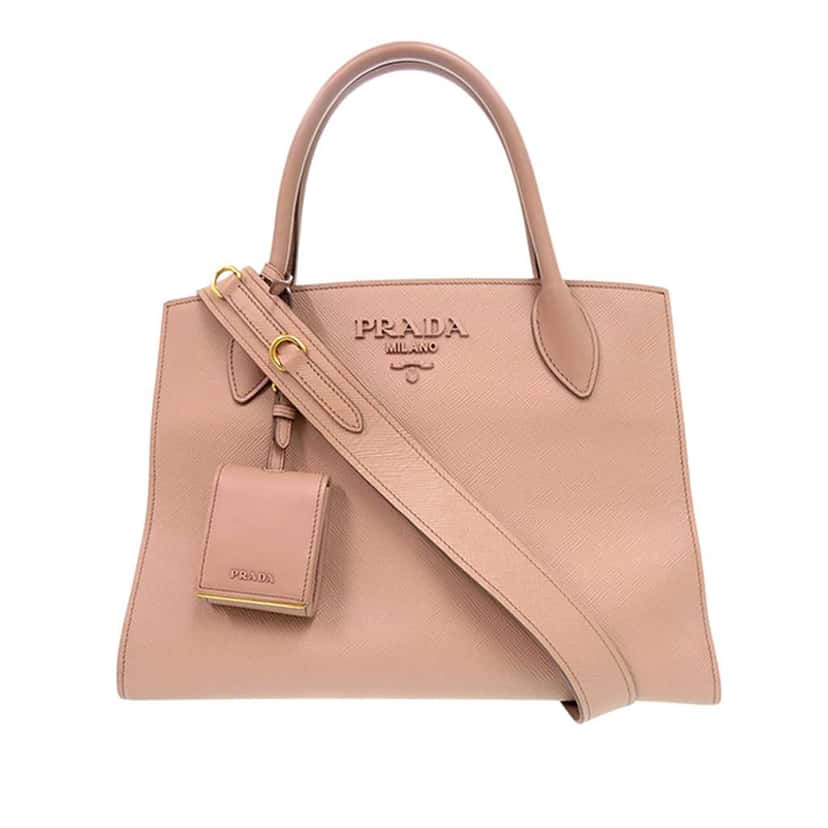 Prada Medium Saffiano Cuir Monochrome Top Handle Tote Brown Leather Very good condition - Front View