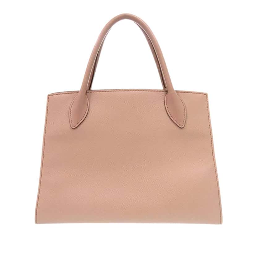 Prada Medium Saffiano Cuir Monochrome Top Handle Tote Brown Leather Very good condition - Back View