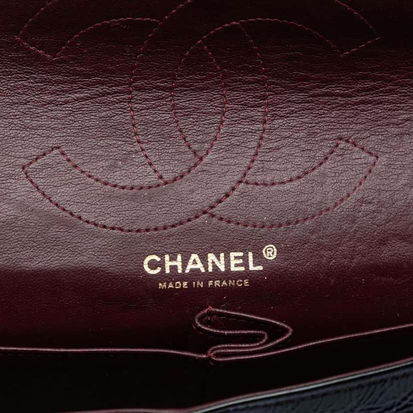 Chanel Crackled Patent Puzzle Reissue 2.55 Double Flap 226 Black Leather Very good condition - Box View