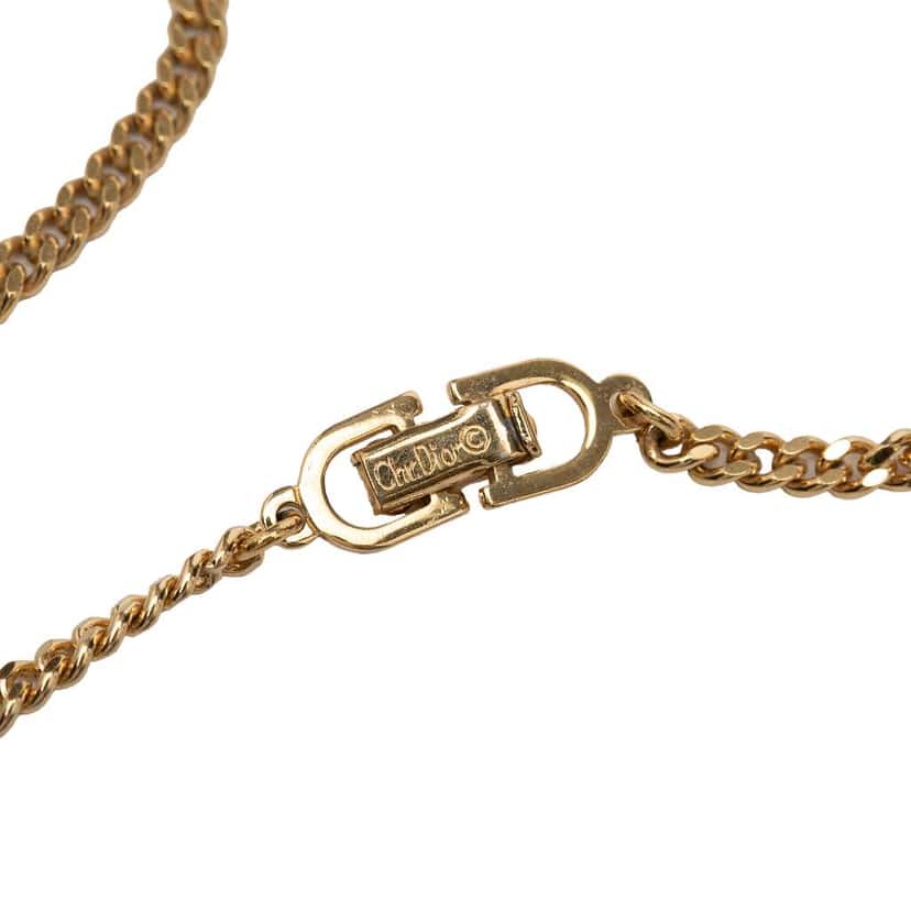 Dior Gold Plated Enamel Logo Pendant Necklace Gold Metal Very good condition - Inside View