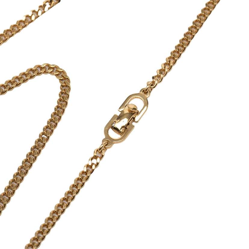 Dior Gold Plated Enamel Logo Pendant Necklace Gold Metal Very good condition - Model View