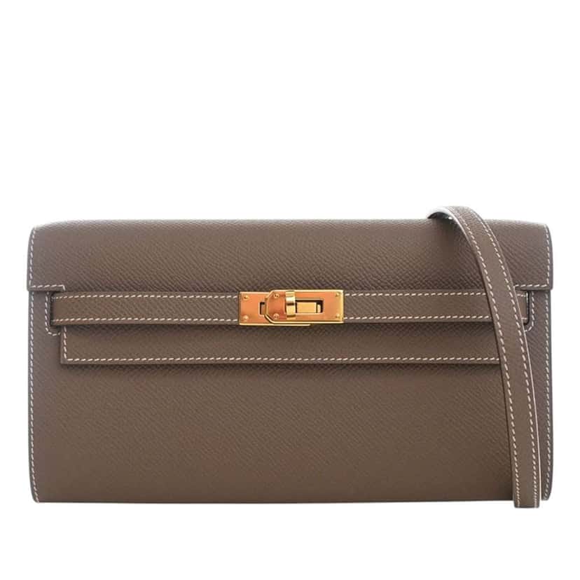 Hermès Epsom Kelly To Go Wallet Brown Leather Very good condition - Front View