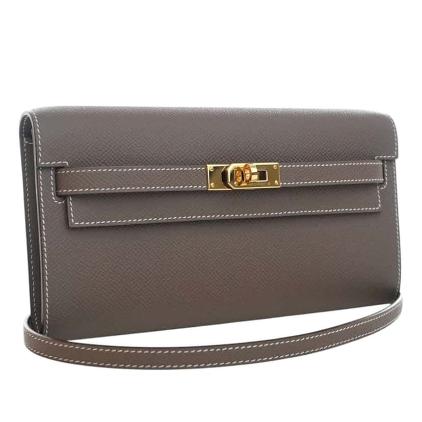 Hermès Epsom Kelly To Go Wallet Brown Leather Very good condition - Back View