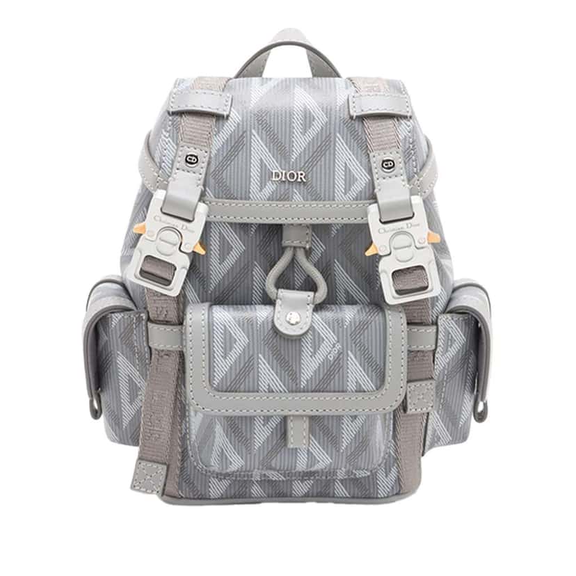 Dior Mini Coated Canvas CD Diamond Hit The Road Backpack Grey Canvas Very good condition - Front View