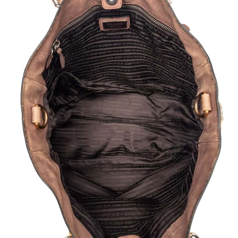 Prada Ombre Vitello Daino Side Zip Convertible Tote Brown Leather Very good condition - Model View