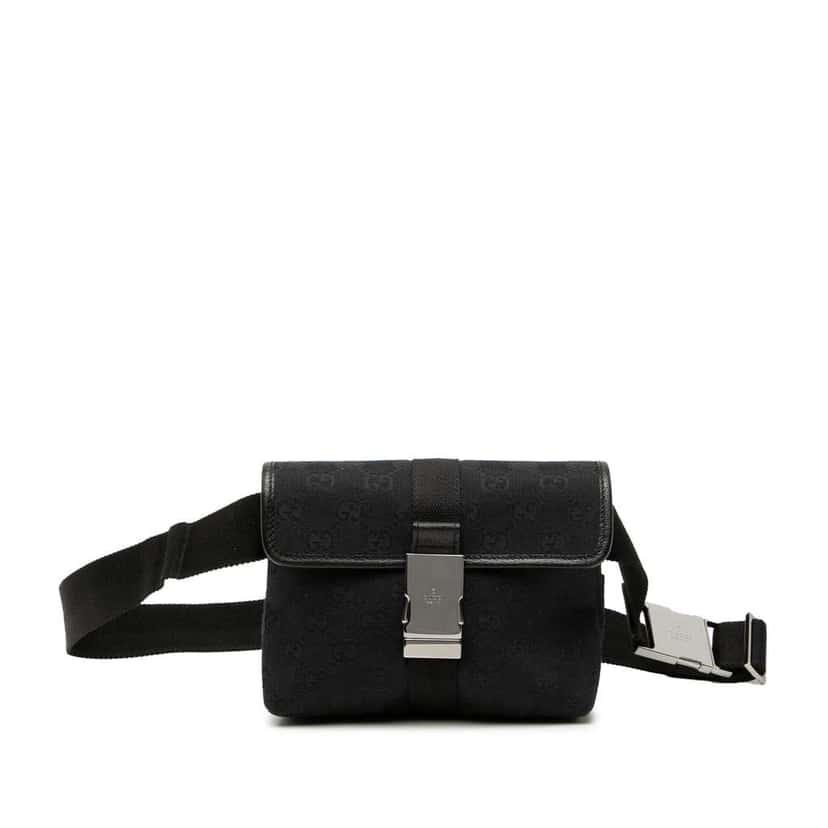 Gucci GG Canvas Belt Bag Black Canvas Very good condition - Front View