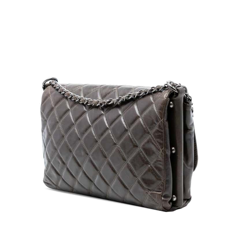 Chanel Quilted Glazed Calfskin Soft Boy Flap Brown Leather Very good condition - Back View