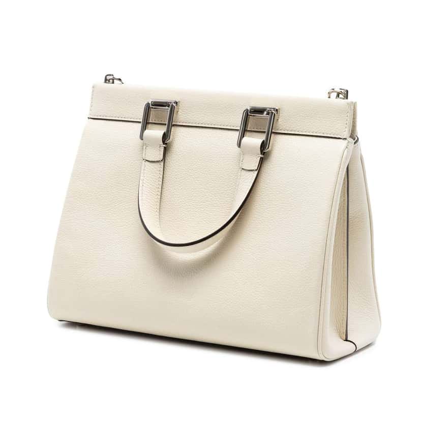 Gucci Small Grained Calfskin Zumi Top Handle Bag White Leather Very good condition - Back View