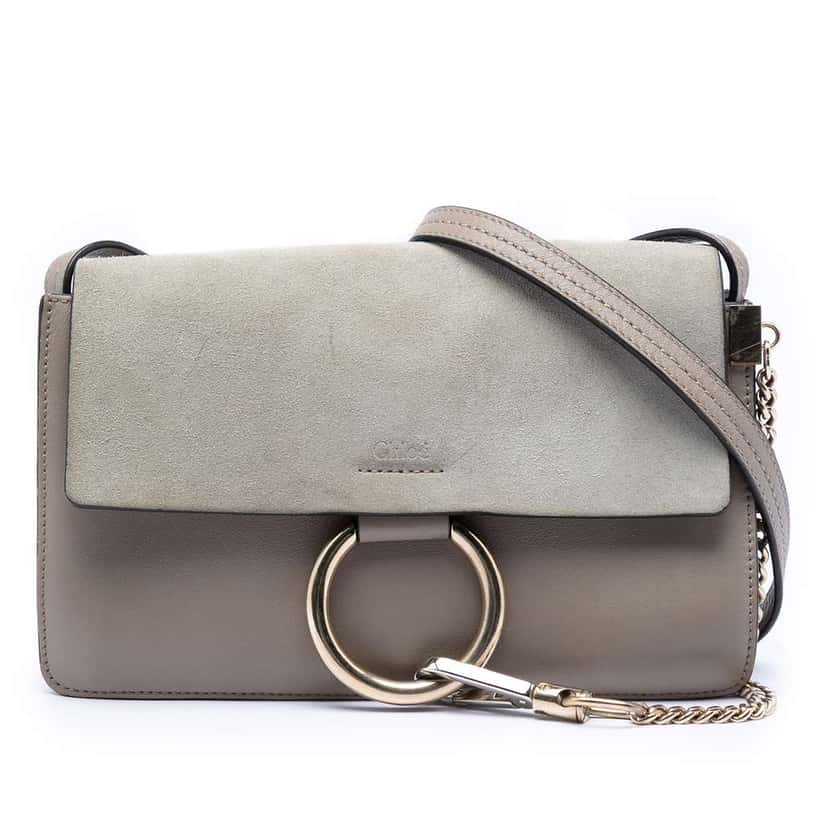 Chloé Small Suede and Calfskin Faye Crossbody Brown Leather Very good condition - Front View