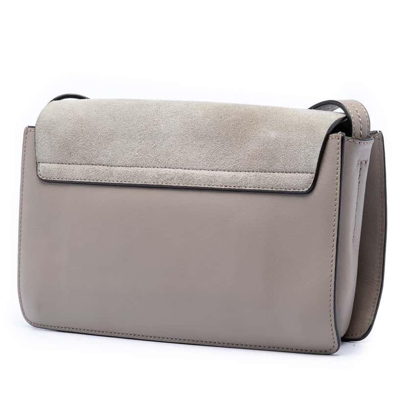 Chloé Small Suede and Calfskin Faye Crossbody Brown Leather Very good condition - Back View