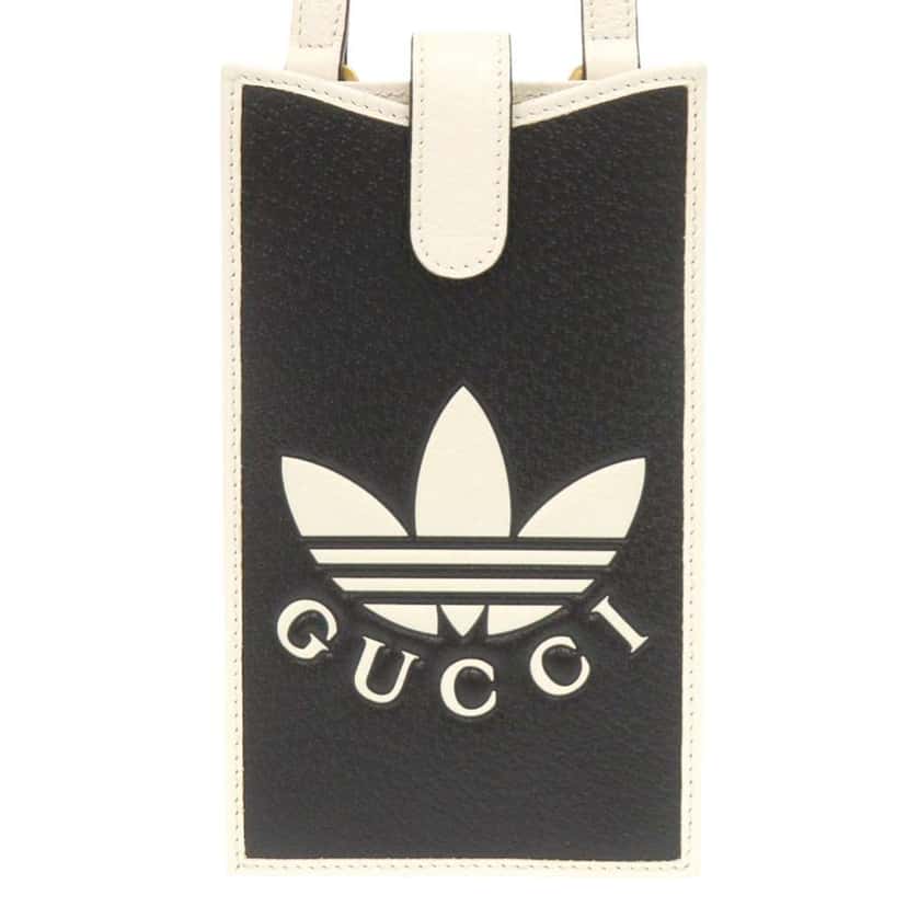Gucci Adidas Leather Phone Case Crossbody Black Leather Very good condition - Front View