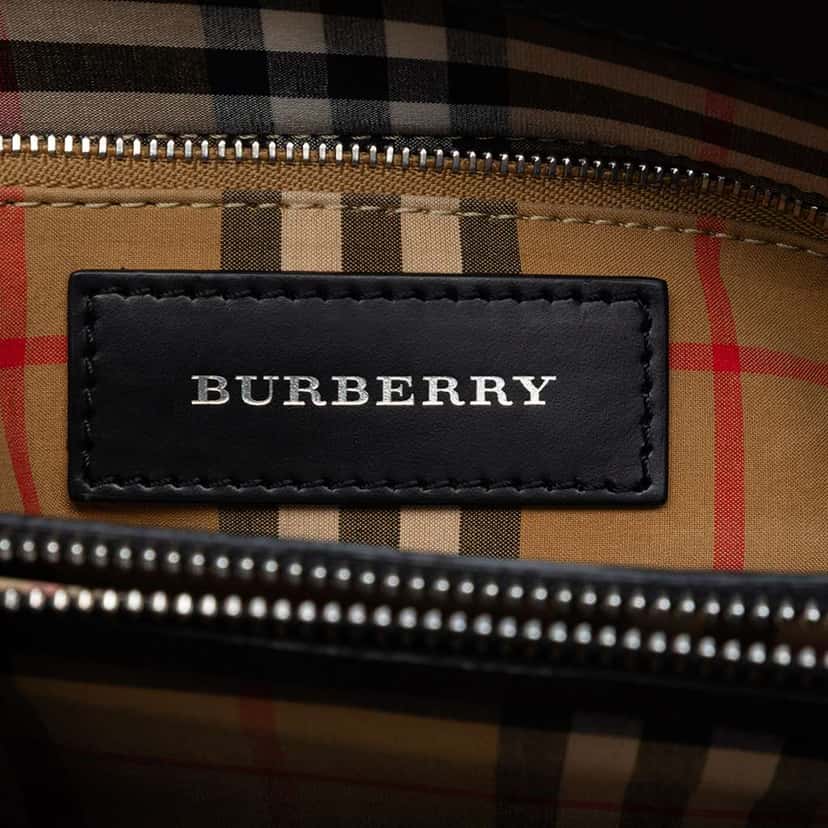 Burberry Medium Leather and House Check Banner Satchel Black Leather Very good condition - Box View