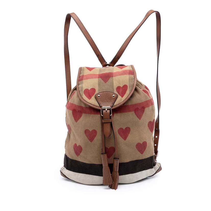 Burberry Mega Check Canvas Chiltern Hearts Backpack Brown Canvas Very good condition - Front View