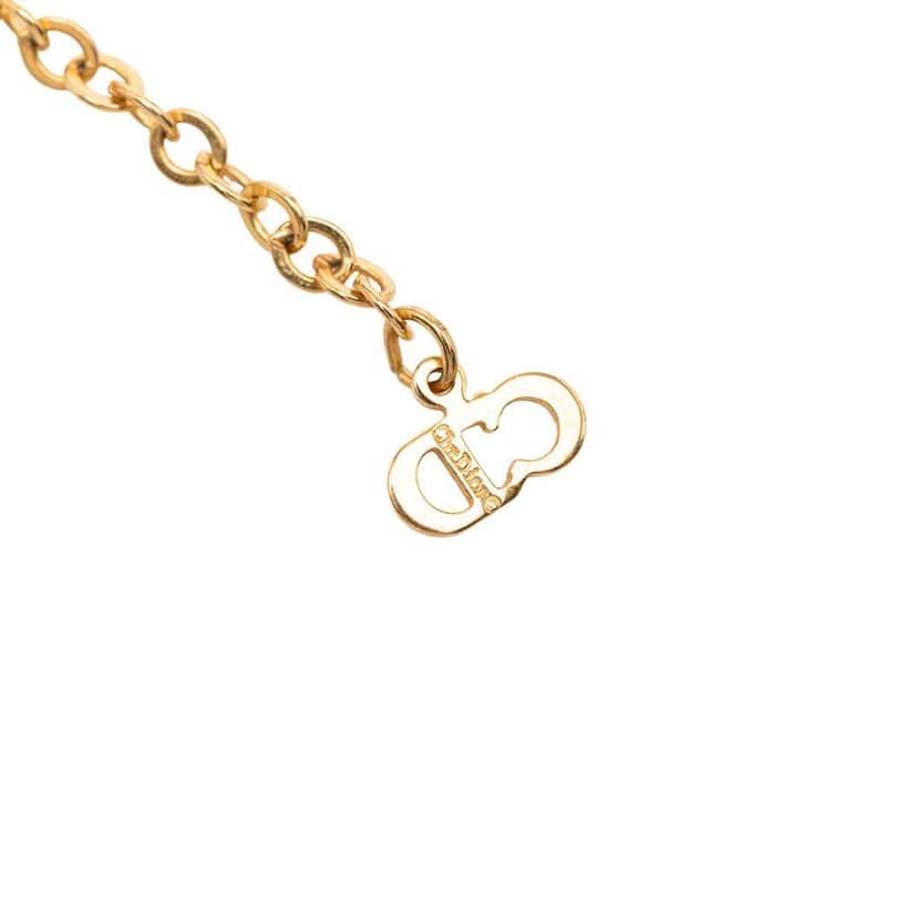 Dior Gold Plated Logo Pendant Necklace Gold Metal Very good condition - Model View