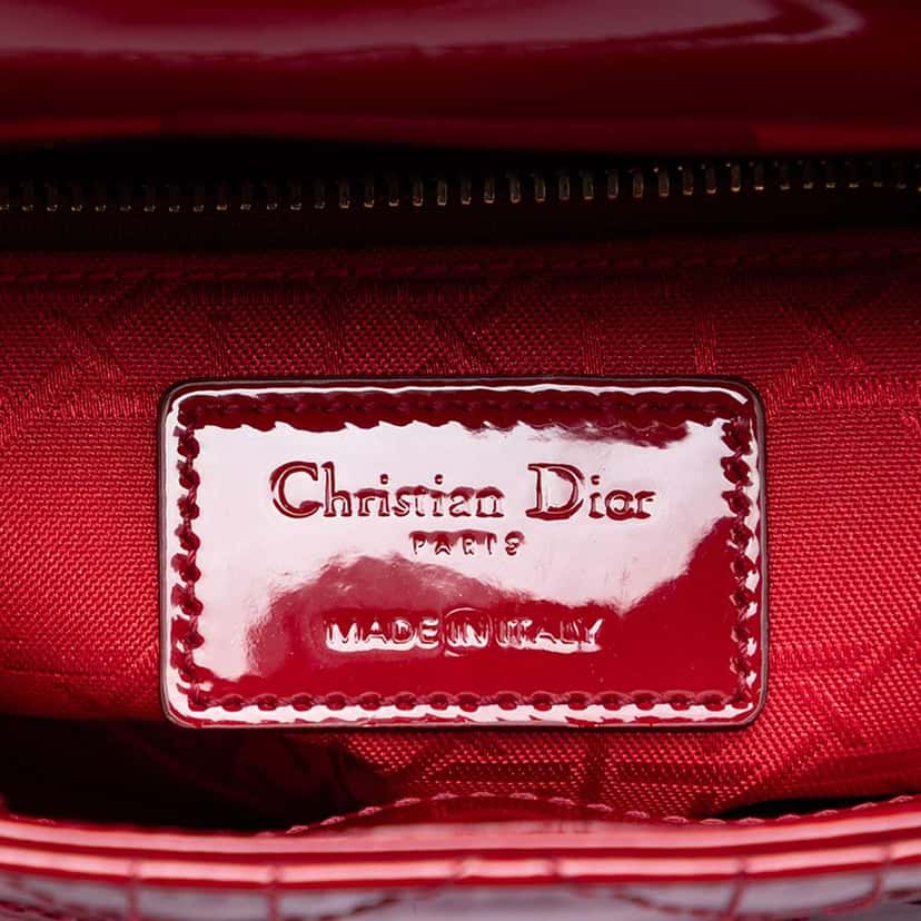 Dior Mini Patent Cannage Lady Dior Red Leather Very good condition - Box View