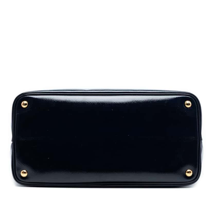 Prada Medium Saffiano Vernice Double Satchel Blue Leather Very good condition - Inside View