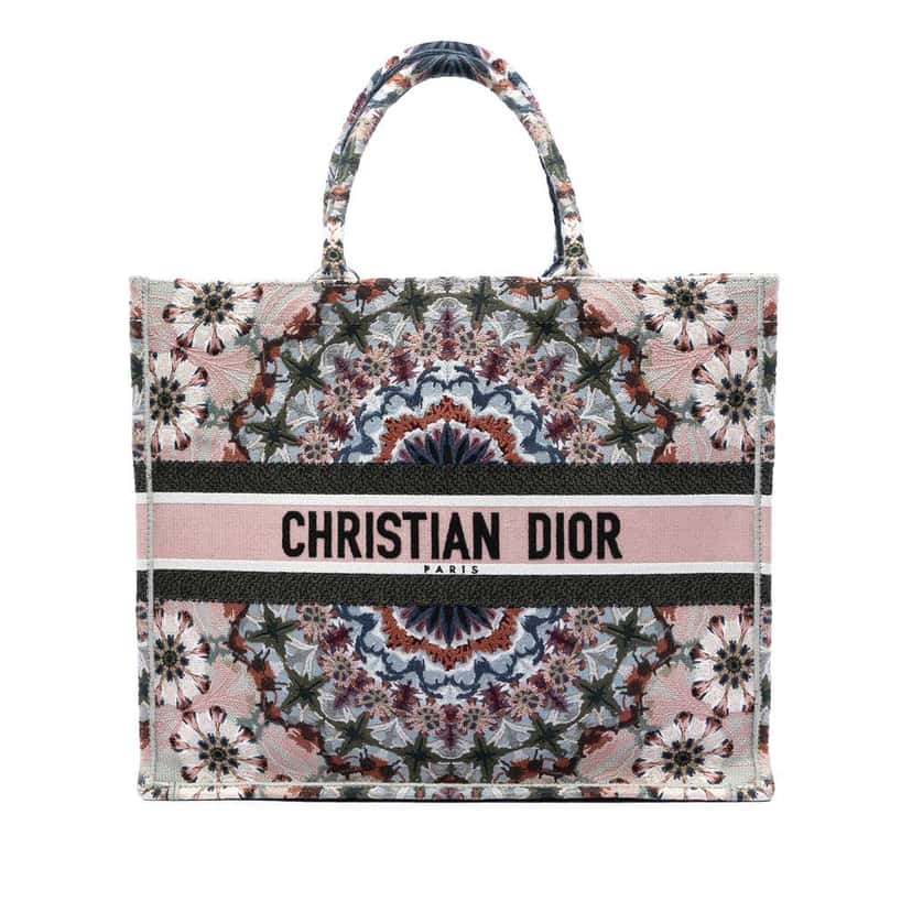 Dior Large Embroidered Canvas KaleiDiorscopic Book Tote Pink Canvas Very good condition - Front View