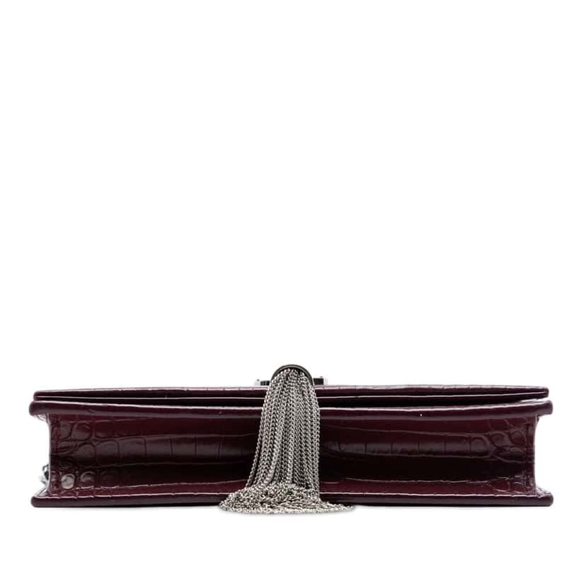 Saint Laurent Croc Embossed Leather Monogram Kate Tassel Wallet on Chain Red Leather Very good condition - Inside View