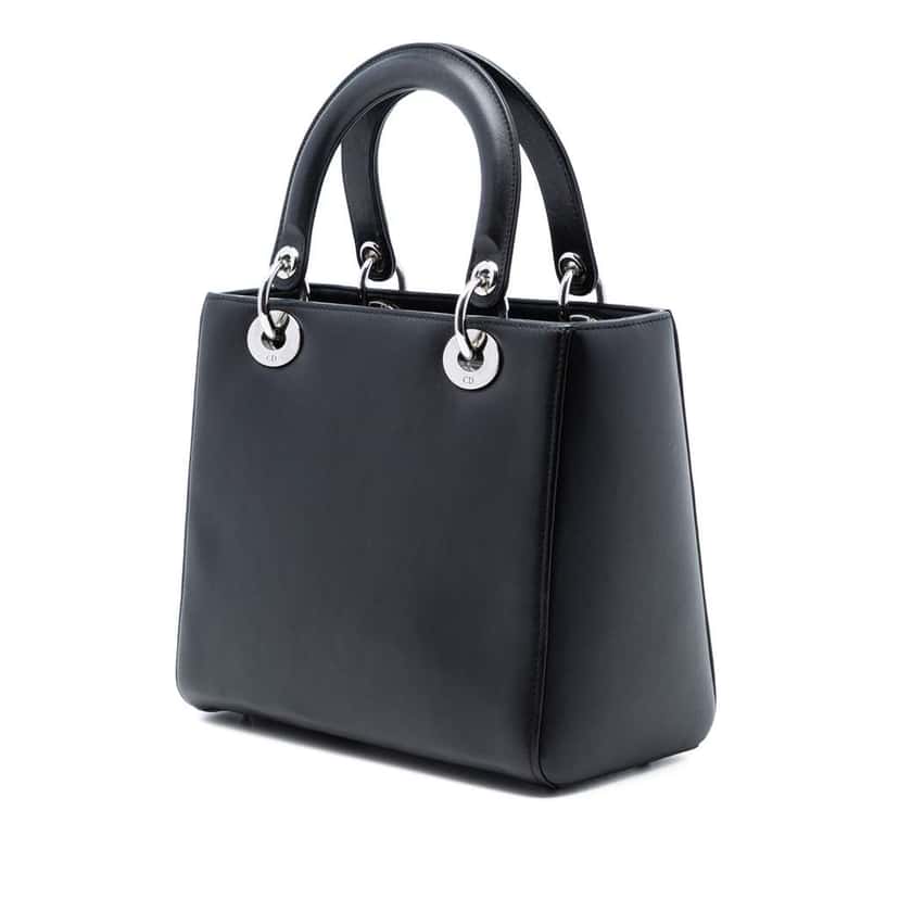 Dior Medium Calfskin Embroidered Flower Lady Dior Black Leather Very good condition - Back View