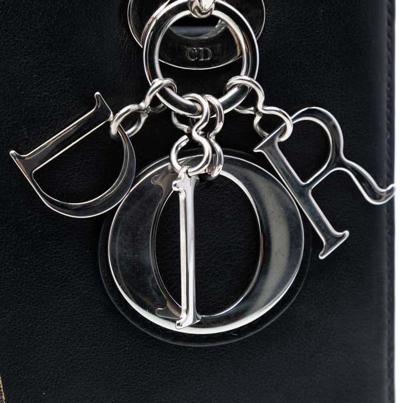 Dior Medium Calfskin Embroidered Flower Lady Dior Black Leather Very good condition - Box View