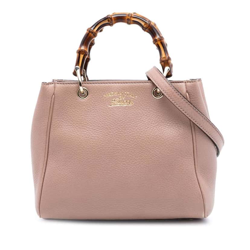 Gucci Mini Calfskin Bamboo Shopper Satchel Pink Leather Very good condition - Front View