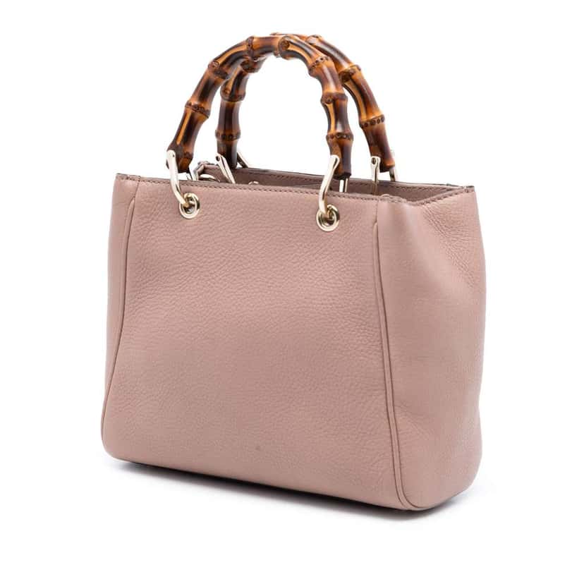 Gucci Mini Calfskin Bamboo Shopper Satchel Pink Leather Very good condition - Back View