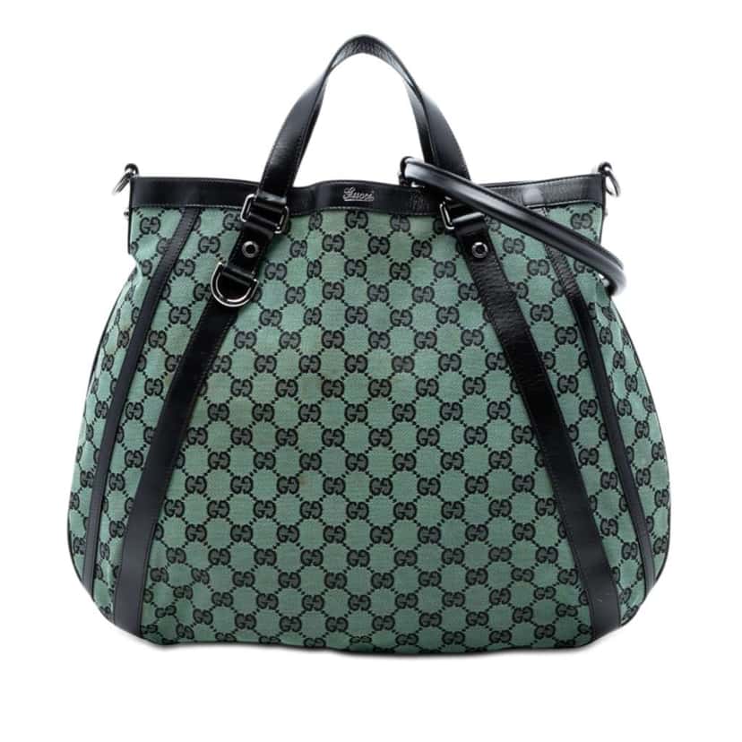 Gucci GG Canvas Abbey D Ring Convertible Satchel Green Canvas Very good condition - Front View