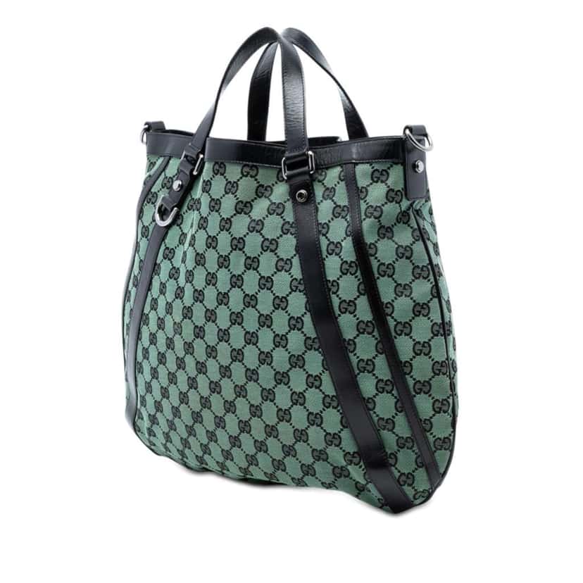 Gucci GG Canvas Abbey D Ring Convertible Satchel Green Canvas Very good condition - Back View