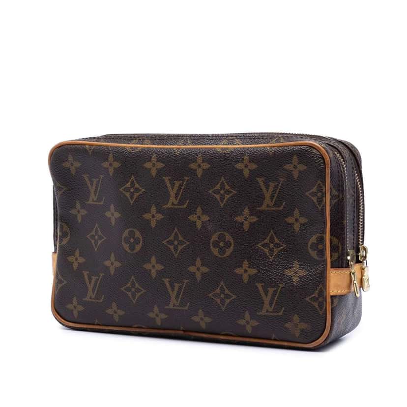 Louis Vuitton Monogram China Run Pavel Clutch Brown Very good condition - Back View