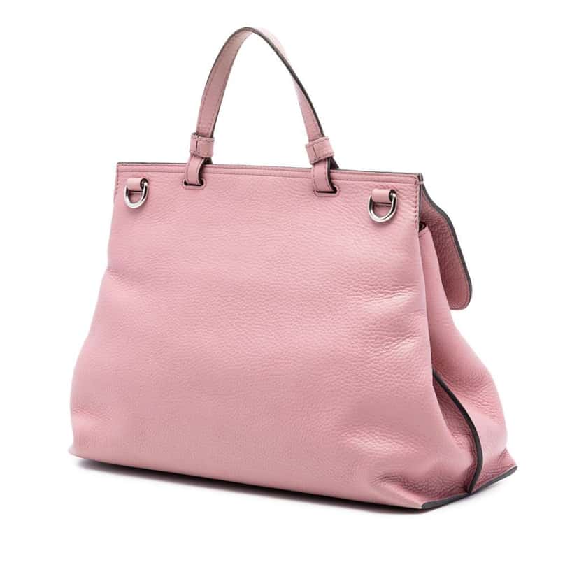 Gucci Medium Leather Bamboo Daily Satchel Pink Leather Very good condition - Back View