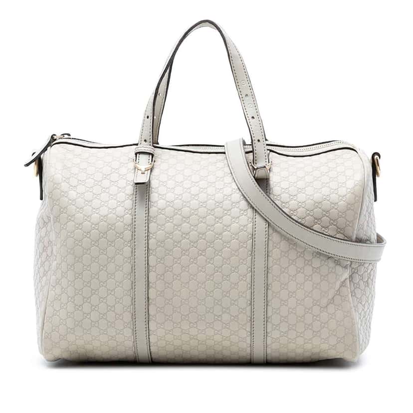 Gucci Microguccissima Nice Boston Bag White Leather Very good condition - Front View