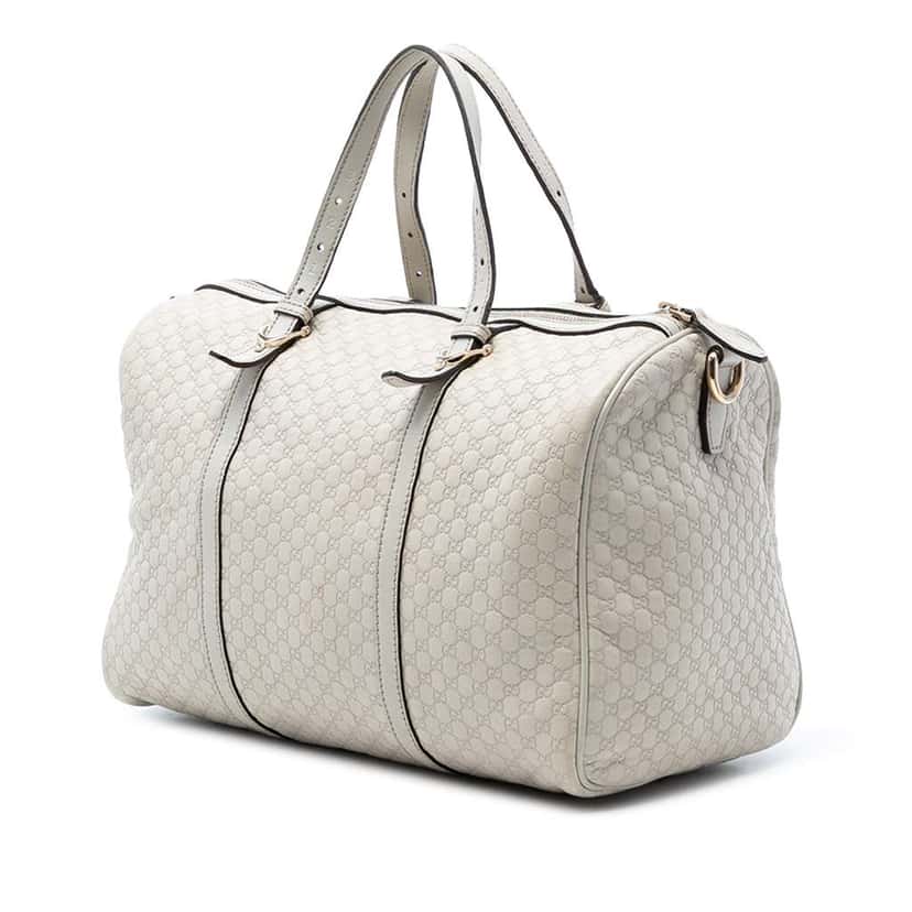 Gucci Microguccissima Nice Boston Bag White Leather Very good condition - Back View