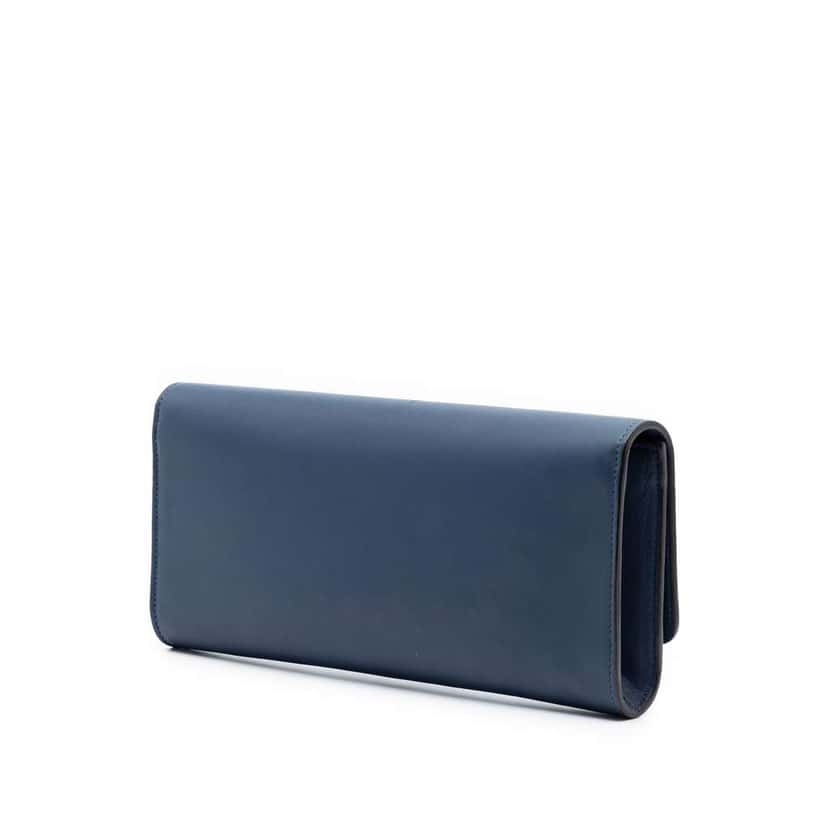 Gucci Calfskin Crystals Broadway Clutch Blue Leather Very good condition - Back View