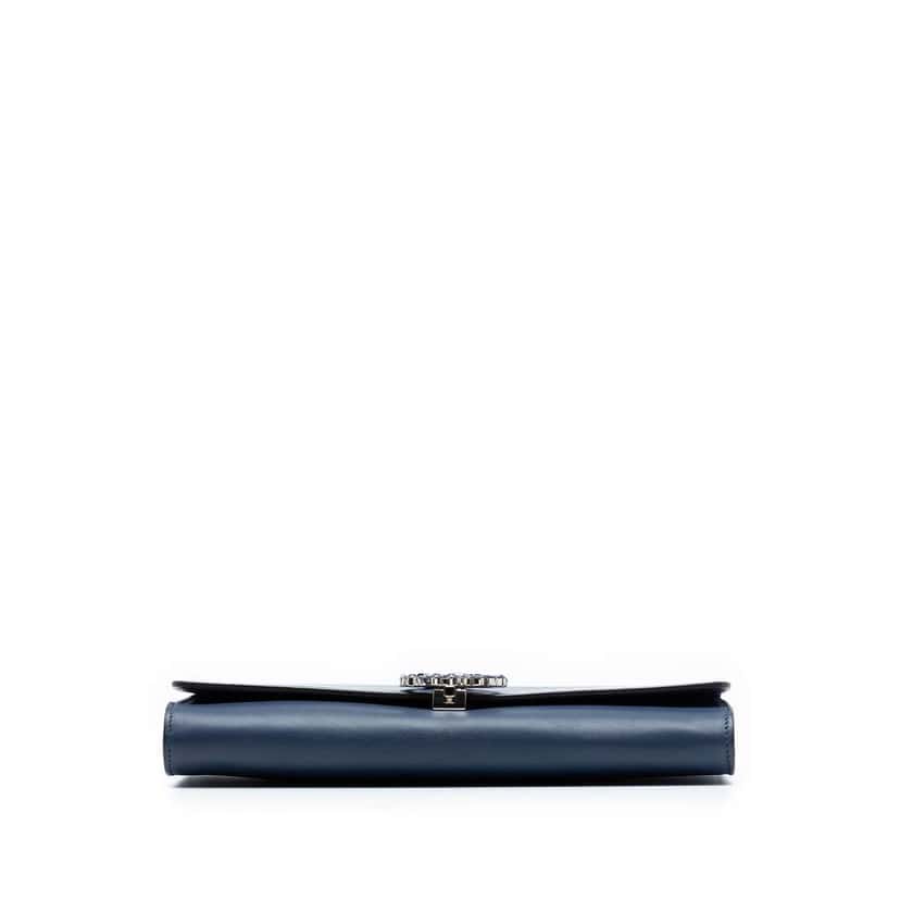 Gucci Calfskin Crystals Broadway Clutch Blue Leather Very good condition - Inside View