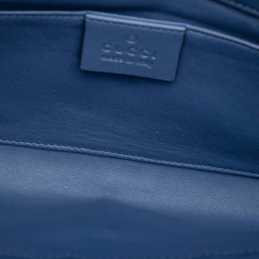 Gucci Calfskin Crystals Broadway Clutch Blue Leather Very good condition - Model View