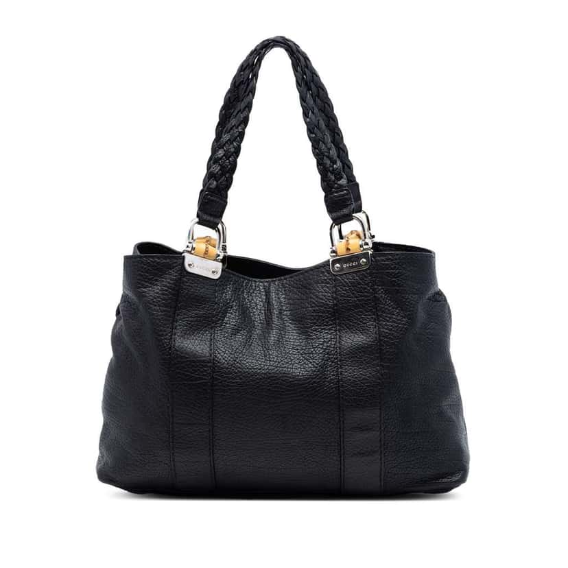 Gucci Leather Bamboo Libeccio Tote Black Leather Good condition - Front View