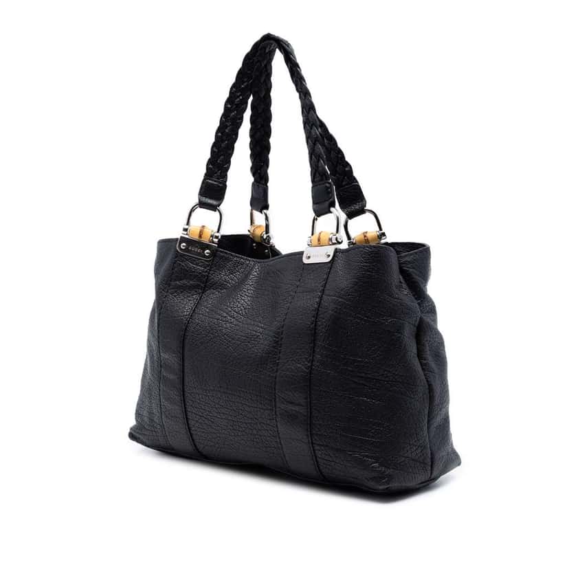 Gucci Leather Bamboo Libeccio Tote Black Leather Good condition - Back View