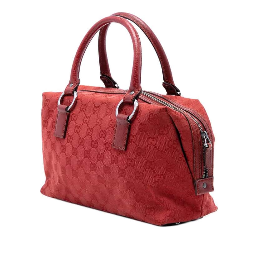 Gucci GG Canvas Boston Bag Red Canvas Very good condition - Back View