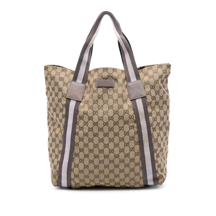 Gucci GG Canvas Web Tote Beige Very good condition - Front View